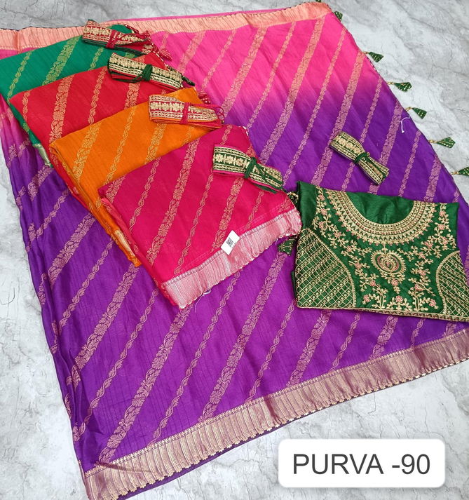 Purva 90 By Kalpatru Corsa lining Georgette Wedding Sarees Wholesalers In Delhi